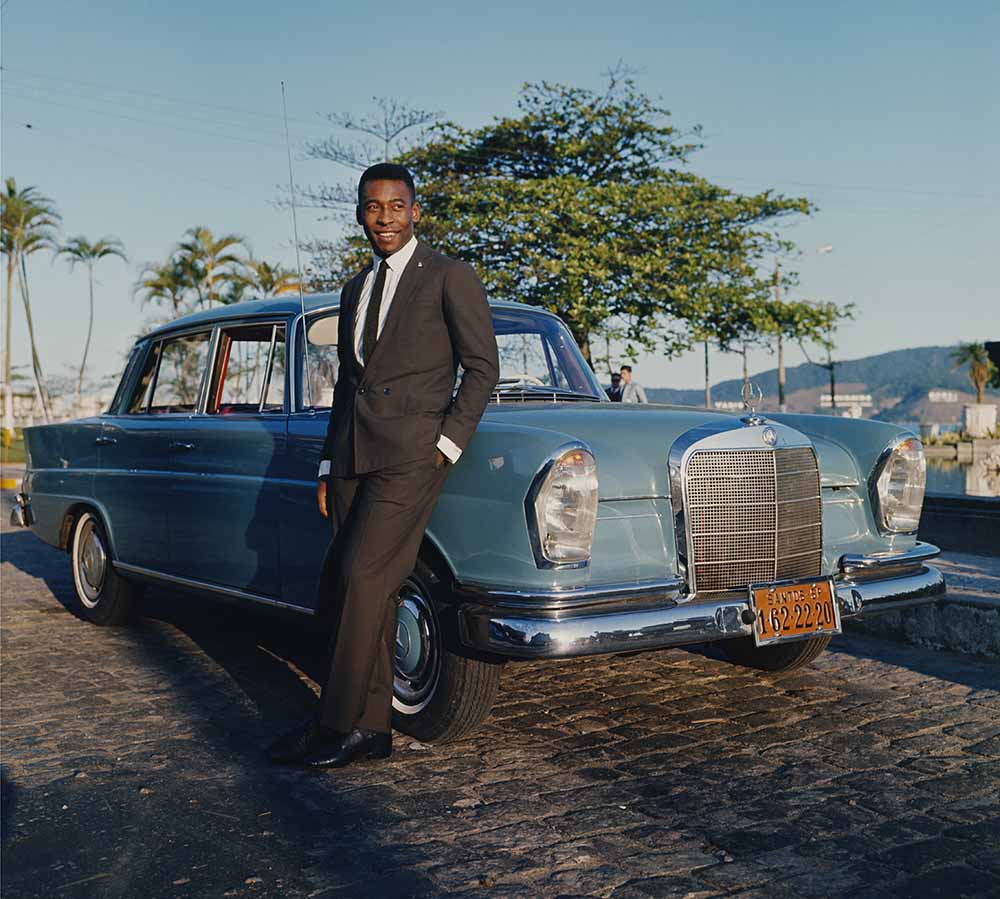 Soccer player Pele and his Mercedes-Benz