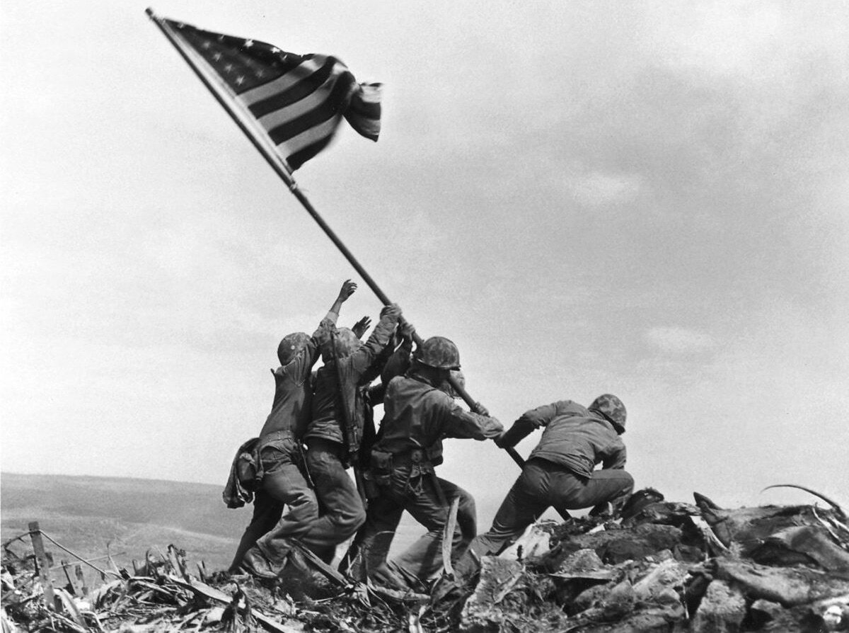 marines raising the american flag