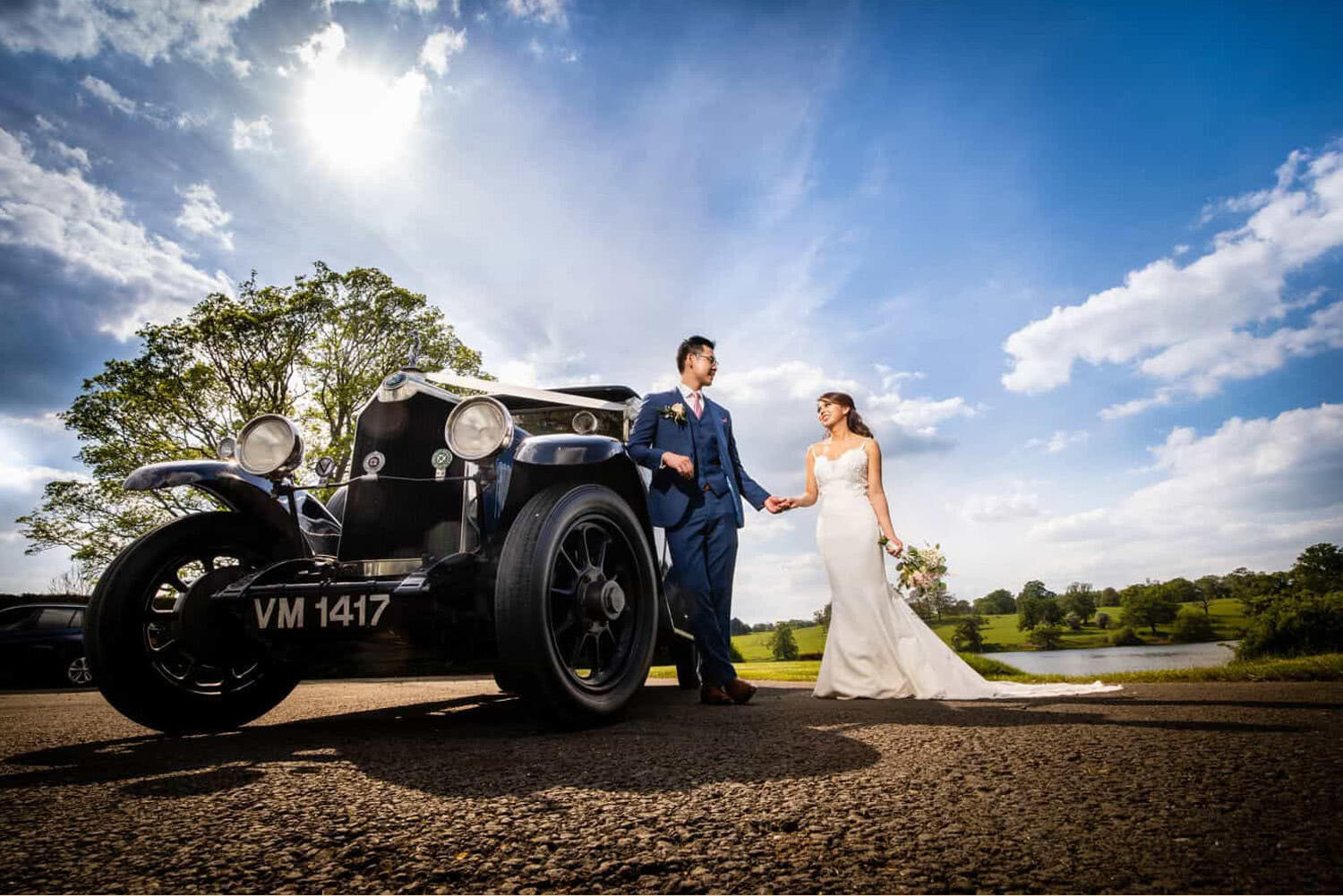 wedding car posing